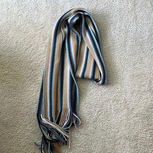 Navy and tan striped scarf